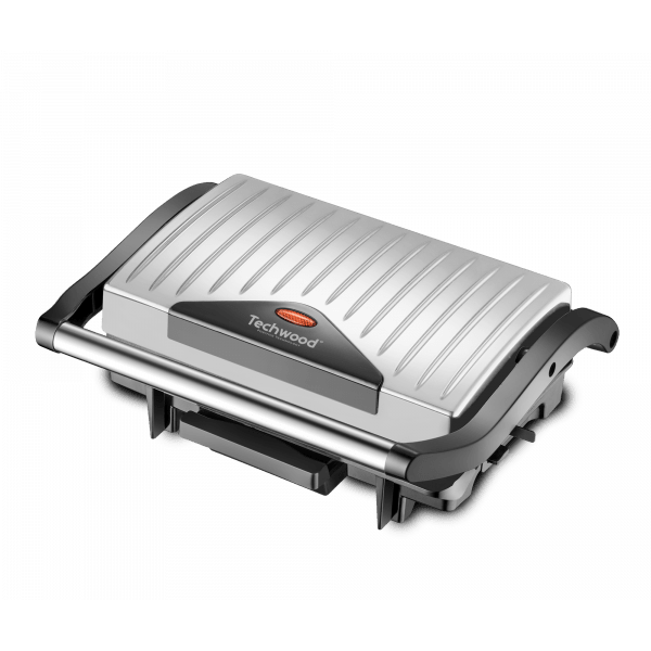 Techwood Grill Elettrico per Panini e Carne 750W – Piastre Antiaderenti, Controllo Automatico