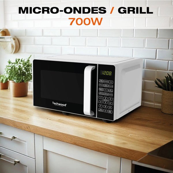 Techwood Forno a Microonde con Grill 20 Litri 700W Digitale – 11 Livelli di Potenza, TMO-2020D
