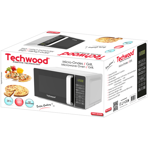 Techwood Forno a Microonde con Grill 20 Litri 700W Digitale – 11 Livelli di Potenza, TMO-2020D