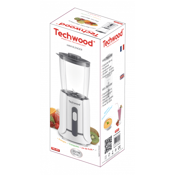Techwood Mini Blender 300W 500 ml – Bol Graduato, Lame in Acciaio Inox