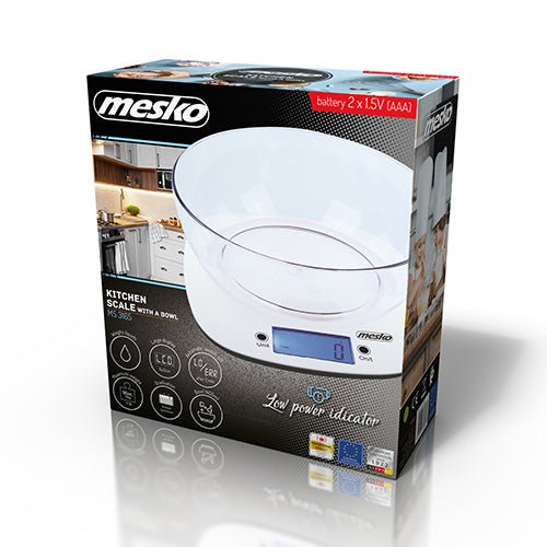 Mesko Bilancia da Cucina Digitale con Ciotola 5 Kg – LCD, Tara, Precisione 1g