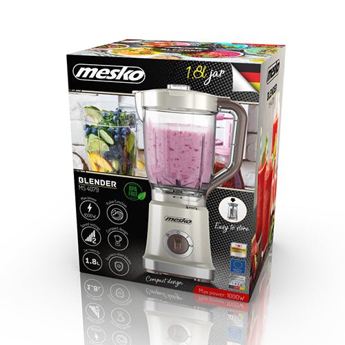 Mesko Frullatore a Vaso 1,8L 1000W – 2 Velocità, Lame in Acciaio Inox, Potente