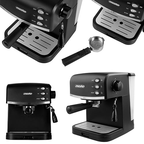 Mesko Macchina Caffè Espresso 15 Bar 1,5L – Montalatte, Serbatoio Estraibile