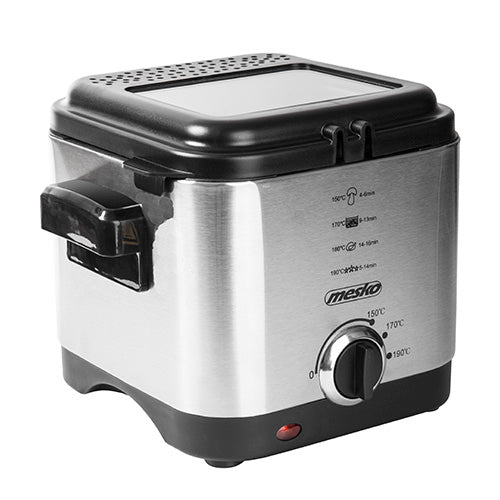 Mesko Friggitrice Elettrica 1,5L 900W in Acciaio Inox – Termostato Regolabile, Sicura