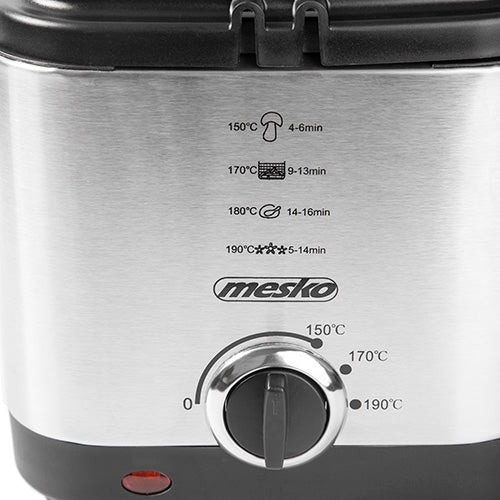 Mesko Friggitrice Elettrica 1,5L 900W in Acciaio Inox – Termostato Regolabile, Sicura