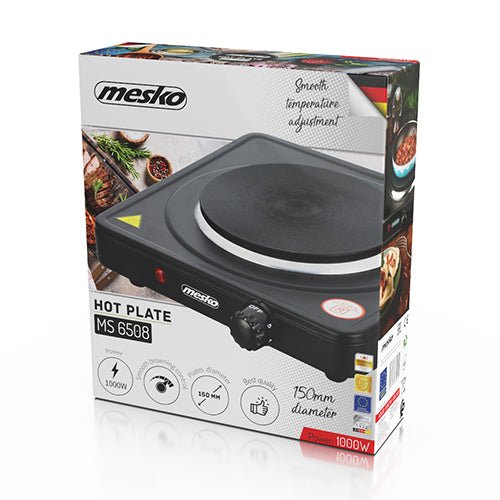 Mesko Fornello Elettrico Portatile 1000W 1 Piastra 15 cm – Termostato Regolabile