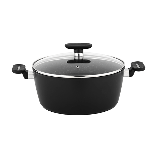 Techwood Casseruola Alta Antiaderente 28 cm con Coperchio in Vetro – Per Induzione, PFOA Free