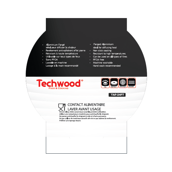 Techwood Casseruola Alta Antiaderente 24 cm con Coperchio in Vetro – Per Induzione, PFOA Free