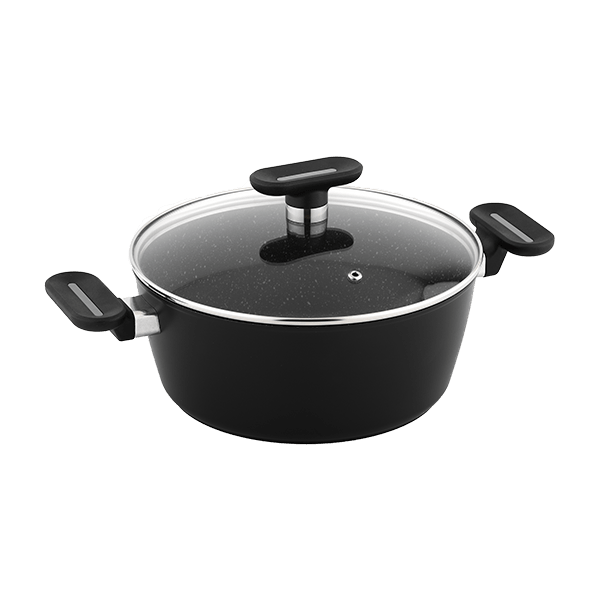 Techwood Casseruola Alta Antiaderente 20 cm con Coperchio in Vetro – Per Induzione, PFOA Free