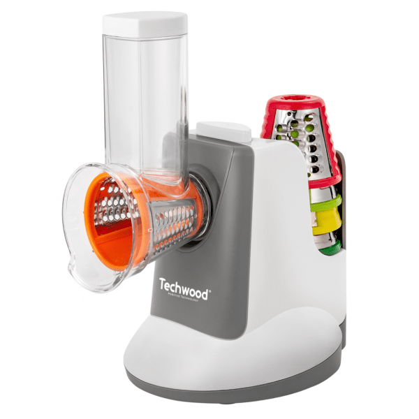 Grattugia Elettrica Multifunzione 150W con 3 Rulli, 3 Lame e Accessorio per Dessert Gelati TECHWOOD