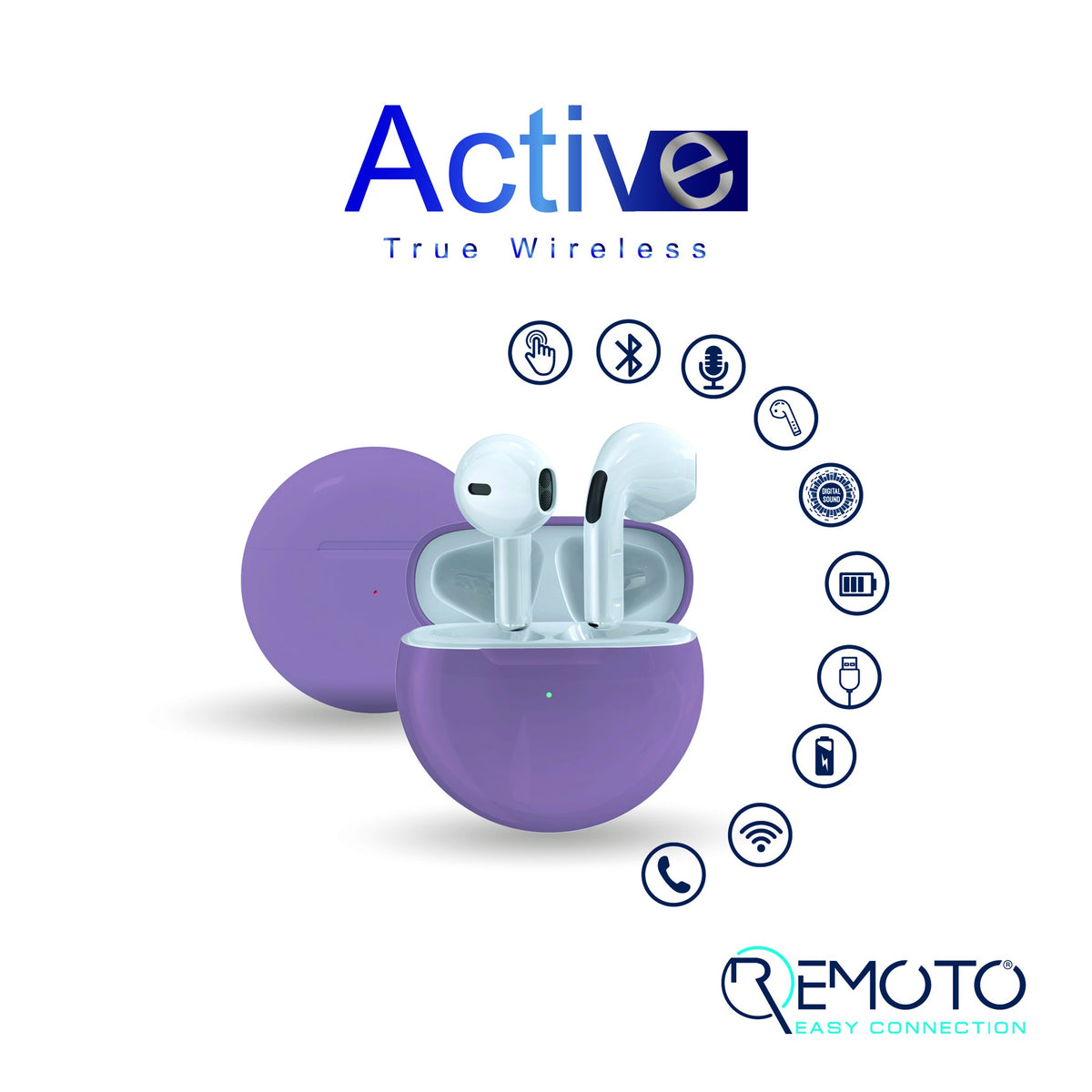 Auricolari wireless REMOTO Active colore viola