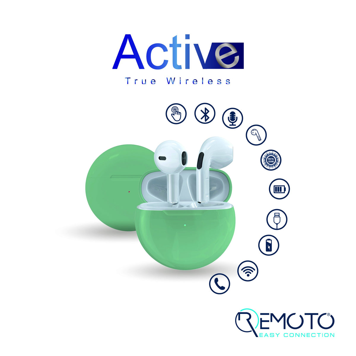 Auricolari wireless REMOTO Active colore azzurro