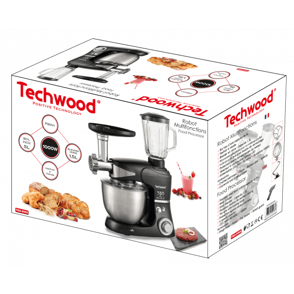 Robot Impastatore 3 in 1 – 1000W con Ciotola da 5L TECHWOOD
