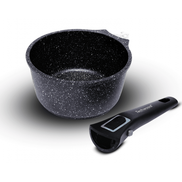 Techwood Set 9 Pezzi Casseruole Antiaderenti Effetto Pietra 16-18-20 cm con Coperchi in Vetro e Manici Removibili – Induzione