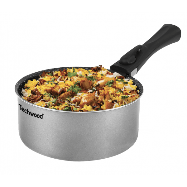 Techwood Set 4 Casseruole Antiaderenti Effetto Pietra 16-18-20 cm con Manico Removibile – Induzione, PFOA Free