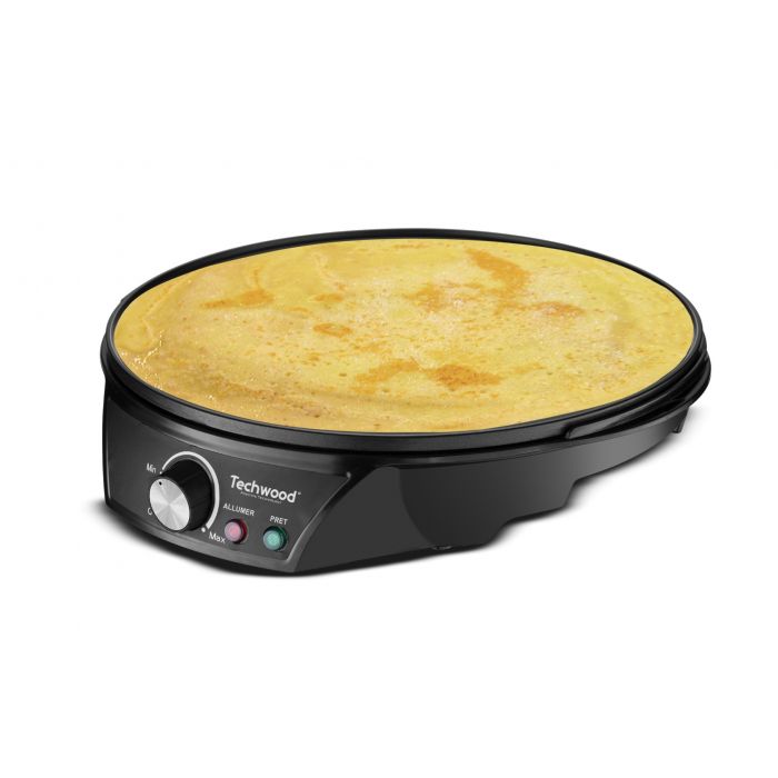 Techwood Crepiera Elettrica 1200W 30 cm – Termostato Regolabile, Piastra Antiaderente, Crepes Perfette