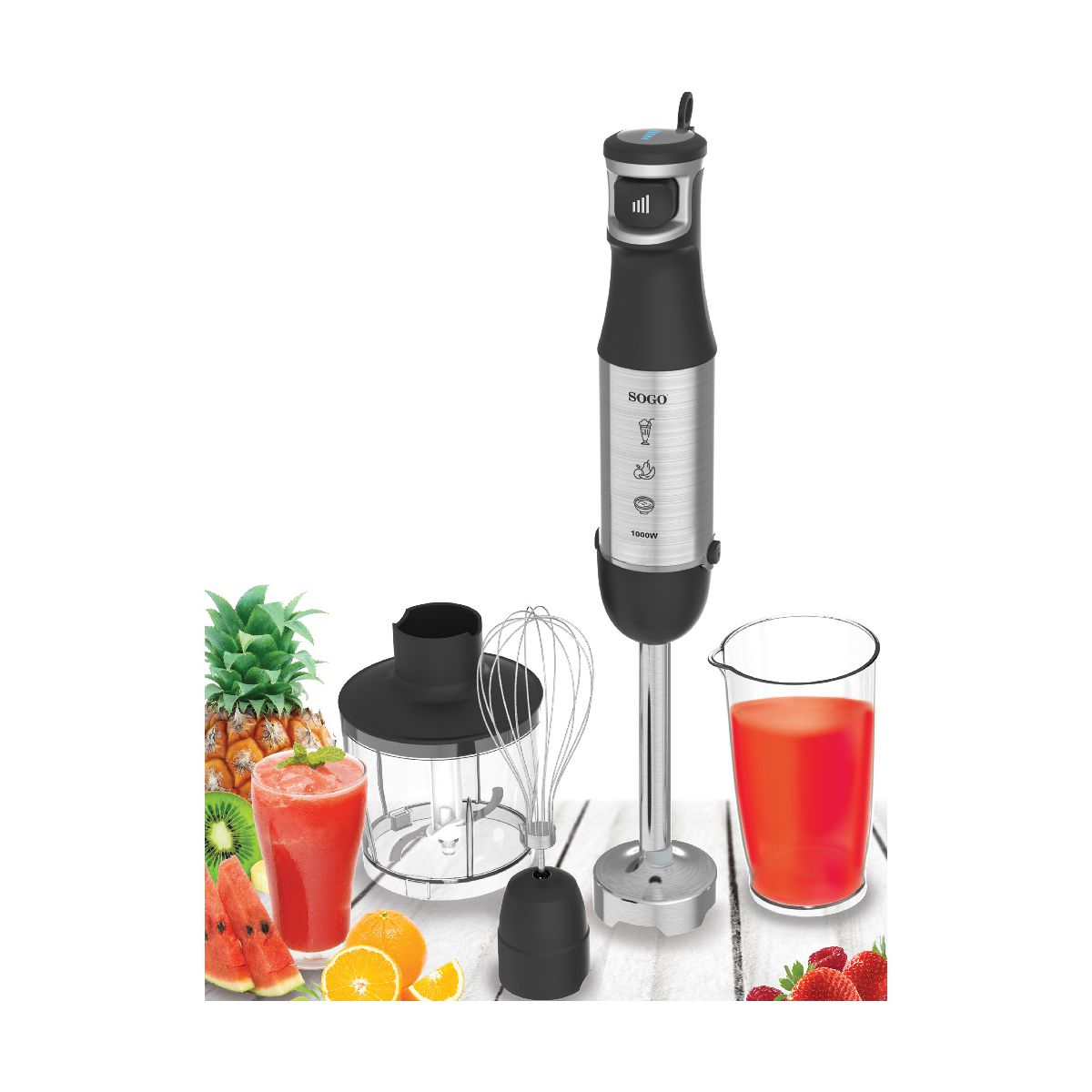 Frullatore a Mano in Acciaio Inox con 3 Accessori - SAMULAND